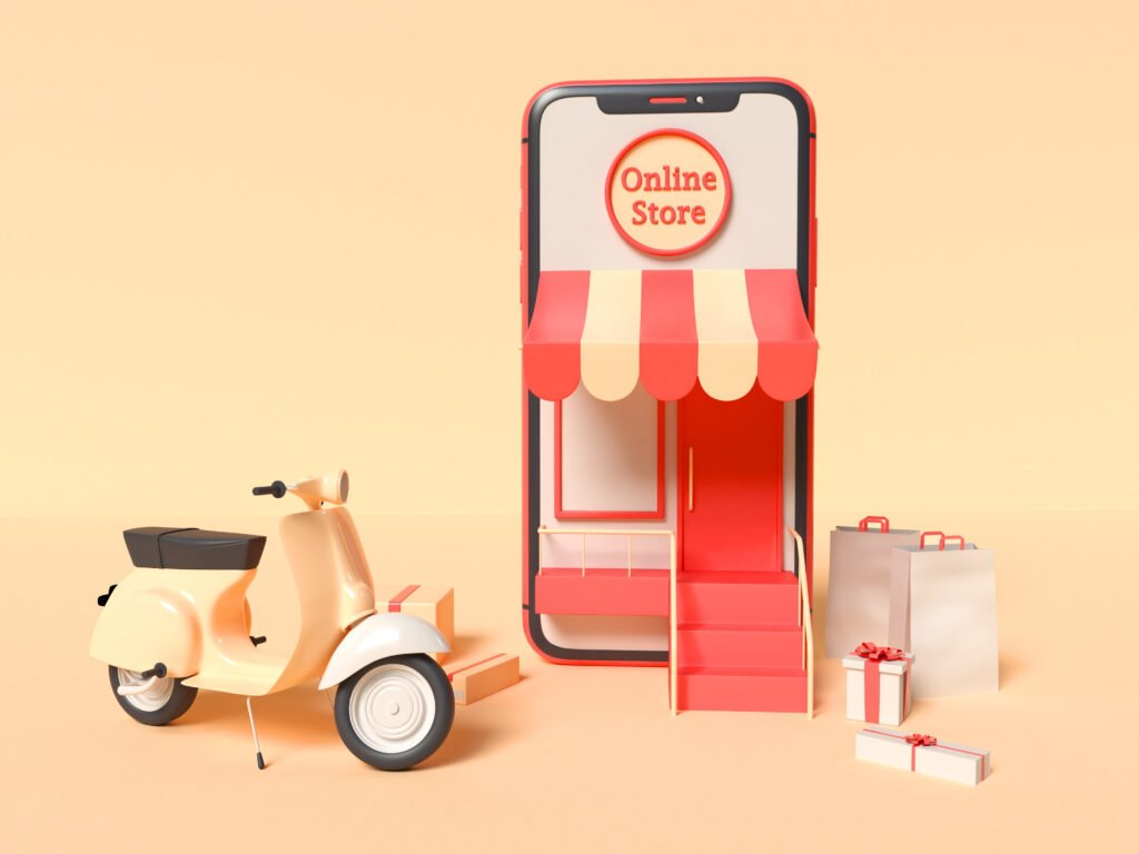 3D Illustration. Online shopping concept.